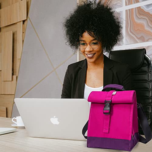 SUNNY BIRD Insulated Lunch Bag Rolltop Lunch Box (Purple) - color: Purple