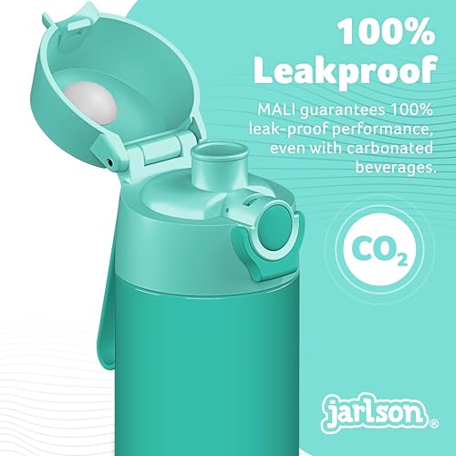 Jarlson® Mali Children's Water Bottle, Thermal Stainless Steel Water Bottle, BPA-Free, Leak-Proof, Children's Bottle with Chug Lid, Bottle for School, Nursery (Turquoise, 18 oz) - color: Turquoise, size: 18 Ounces