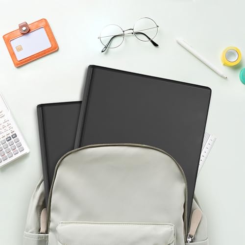 COMIX 3 Ring Binder,1 inch Slant-D Clear View Cover with Pockets, Holds 225 Sheets of US Letter Size Paper, Black Binder for School Office and Home, 12 Pack
