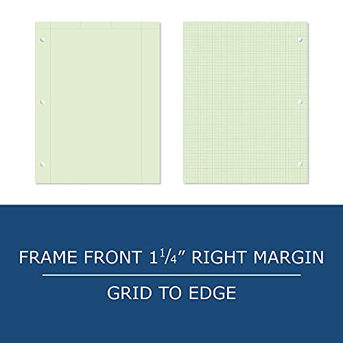 Roaring Spring Graph Ruled Engineering Pad, Engineering Graph Paper Pad, 24 Pack, 5x5 Grid to Edge, 8.5" x 11", 100 Sheets, 3 Hole Punched, Green Tinted Sheets, Made in USA - color: Green, size: Grid-to-Edge (100 Sheets) (Pack of 24)