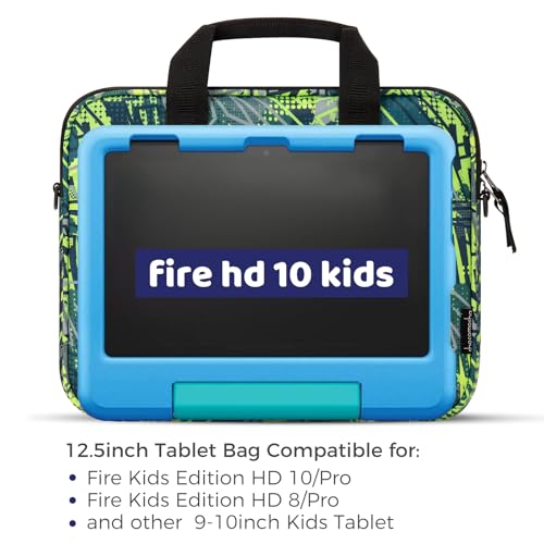 Choco Mocha Kids Tablet Sleeve Bag for Boys & Girls, (10-12.5Inch) - color: Geometry-green 12.5inch, size: 12.5inch(12.5 x 9.8 x 1.3)