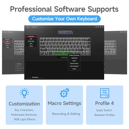 DIERYA DK63 60% Wireless Mechanical Gaming Keyboard | Bluetooth/2.4G/Wired Keyboard | RGB Backlit Compact 63 Keys Mini Office Keyboard | with Blue Switch | for Windows Laptop PC Gamer Typist-White - style: White/Blue Switches