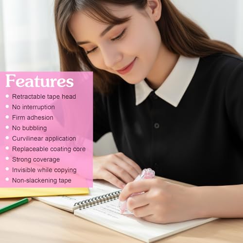 Ptwola 3 Pcs Retractable White Correction Tape Cat Paw Shape Aesthetic Pen Cute Smooth Correction Tape Mini Pen Supplies for Back to Teacher Office Accessories Easy to Use