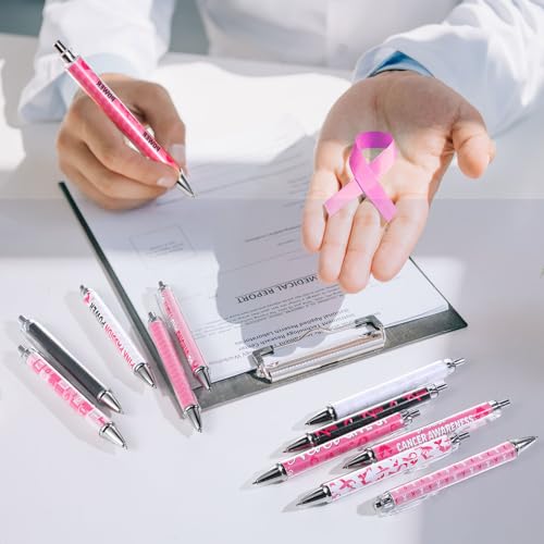 Cholemy 48 Pcs Breast Cancer Awareness Pens Bulk Pink Ribbon Ballpoint Pens Breast Cancer Awareness Ribbon Pen Pink Breast Cancer Black Ink Pen for Women Public Events Gift Office Supplies - style: Breast Cancer