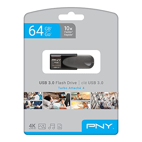 PNY 64GB Turbo Attache 4 USB 3.0 Flash Drive - size: 1 Count (Pack of 1), style: 64GB