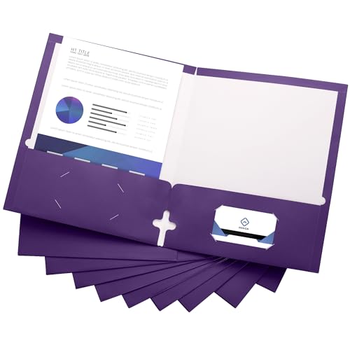 10 Pack Two Pocket Folders, Purple, Strong Thick Paper Folders, for Letter Size, by ACTIVITYya - color: Purple
