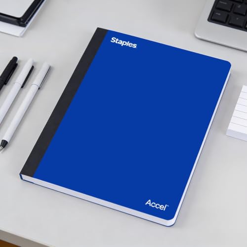 Staples Premium 3-Subject Notebook, 8.5" x 11", College Ruled, 150 Sheets, Blue - size: 1 Pack