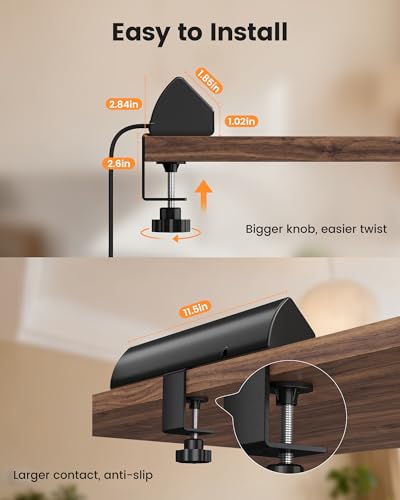SURAIELEC Desk Clamp Power Strip with 5 Outlets, 4 PD 20W USB-C & 2 USB-A Ports, 40W Total Fast Charging Station, 900J Surge Protector, Fit 1.97 in Desk Edge Mount, 45° Flag Plug, 6 ft Extension Cord