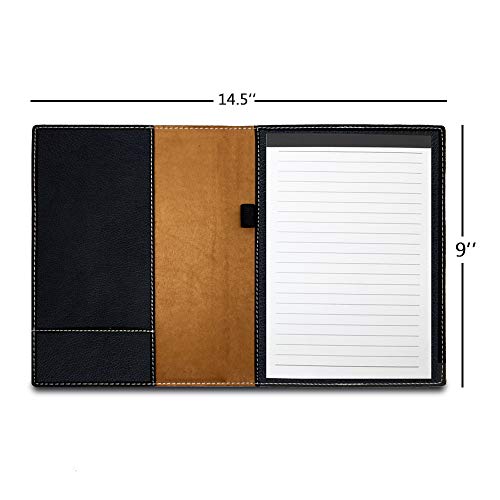 Small 7" X 9" Portfolio Notepad, Monarch Butterfly, Personalized Engraving Included (Black with Silver) - color: Black With Silver Engraving, size: Small 7 X 9