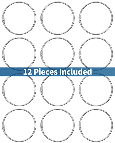 Pawfly Loose Leaf Binder Rings 2 Inch Smooth Steel Book Rings for Index Cards Flash Cards Receipts Memos Photos and Files Heavy Duty Organizers Loops for Office School and Home Use, 12 Pack - size: 2 Inch 12 Pcs