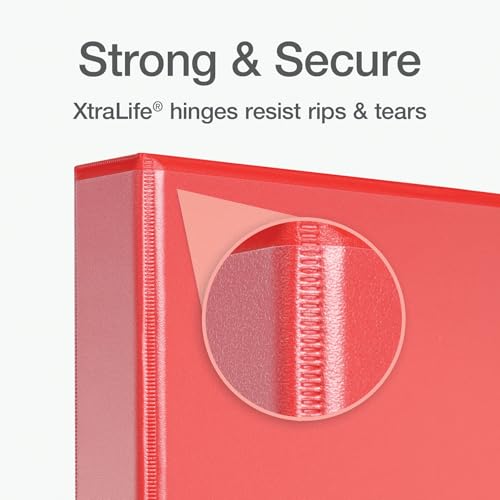 Oxford 1 Inch Binder, Durable 3 Ring 1 Inch with View Cover, XtraLife Hinge, Non-Stick PVC-Free, Red, 225-Sheet Capacity, Single Binder (1017671) - color: Red, size: 1 Inch