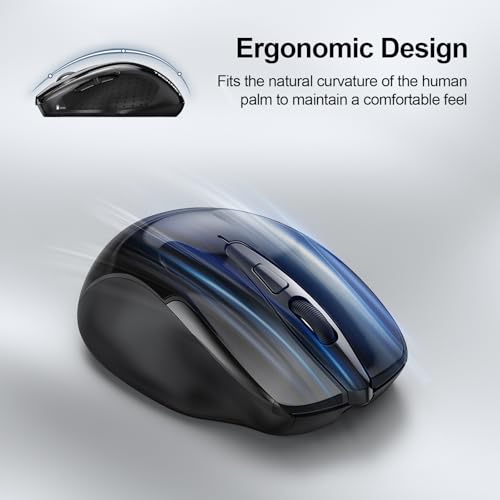 TECKNET Wireless Mouse, BT 5.0/2.4G, Rechargeable 6-DPI Silent, Black | Bluetooth 5.0/3.0 & USB A, 2-Device Easy Switch, Wide OS Compatible, 6 Buttons, 6-DPI up to 4800, Ergonomic for S to M Hands - color: Black