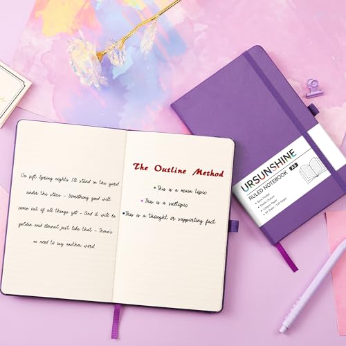 Ruled Notebook/Journal - Classic Lined Journal/Notebook, 5.3'' x 8.26'', Hardcover with Thick Paper, Banded + Pen Holder +Inner Pocket - Lavender - color: Lavender, size: Ruled