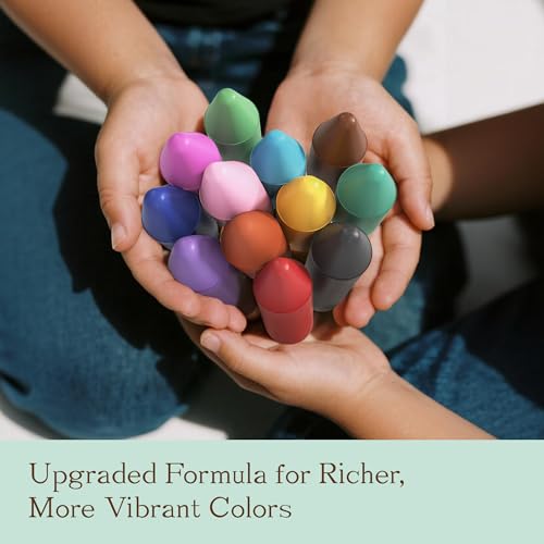 Soy & Beeswax Crayons for Toddlers, 12 Colors Non-Toxic Natural Crayons, Chunky Easy-Grip Design for Little Hands, Unbreakable Baby Art Supplies