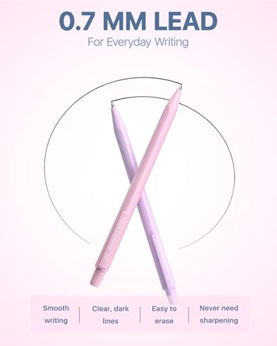 Four Candies Cute Mechanical Pencil Set, 0.7mm Medium Point, 6-Count Pack | 360 HB/2B Leads, 3 Erasers, 9 Eraser Refills, Storage Case, Triangular Grip, for Everyday Homework & Journal - style: 6PCS 0.7 mm