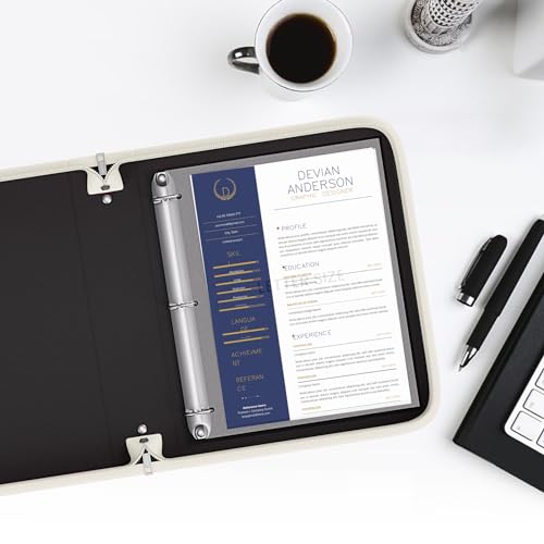 Fireproof 3 Ring Binder with Zipper, 1.5 Inch D Rings Hold up 375 Sheets of 8.5" x 11" (A4), Compatible with Clear Page Protectors, Built-in net and Pen Holder (1 Pcs, White, 1.5") - color: White, size: 1.5", style: 1 Pcs