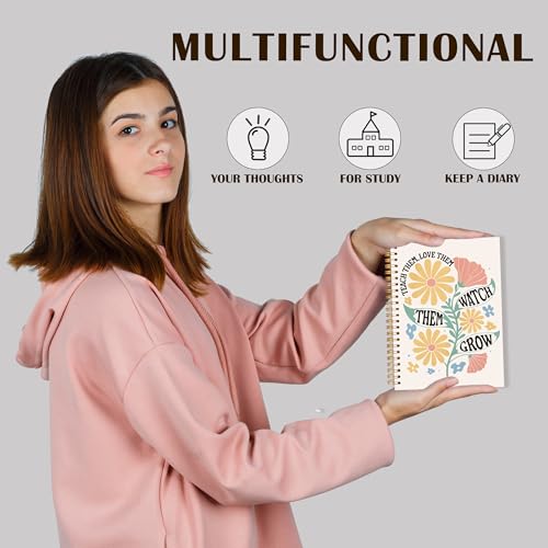 Qabliqo Teachers Gifts Spiral Notebooks, Boho Floral Watch Them Grow Teacher Gifts Journal for Writing, Teacher Appreciation Gift Notebook for Note Taking, Teachers Office Supplies, 5.5x8.3 Inch - color: Watch Them Grow