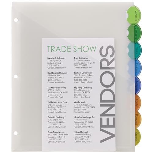 Avery Plastic 8-Tab Binder Dividers with Pockets, Style Edge Insertable Multicolor Tabs, 1 Set (11293)