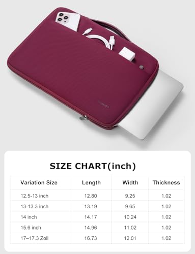 DOMISO 13.3 inch Laptop Case Sleeve Protective Cover Compatible with 14 inch MacBook Pro M4 M3 M2/MacBook Pro Max,13-13.3 inch Dell,Lenovo, HP,Waterproof Computer Cases Bag with Handle,Wine - color: Wine, size: 14" for MacBook Pro