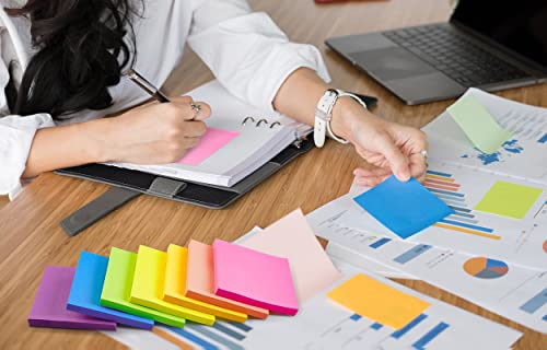 (28 Pads) Sticky Notes 3 x 3 in, Bright Colorful Super Sticking Power Memo Post Stickies, High Stickiness Square Sticky Notes for Office, Home, School, Meeting, 72 Sheets/pad - size: 3x3 inch