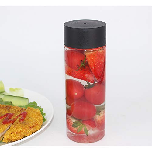 zmybcpack 24 Pack 10 OZ (300 ml) Clear PET Plastic Juice Bottles with Black Lids - Plastic Smoothie Bottles Ideal for Juice, Milk, Homemade Beverages - size: 10 OZ 24 pack (black lids)