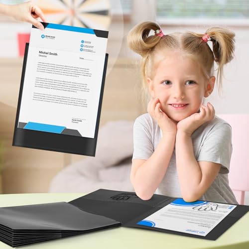 Henoyso 24 Pcs School to Home Folder with Pocket Plastic Heavy Duty Clipboard Folder with Clear Front Pocket Homework Take Home Folders for School Students Parent Teacher Communication(Black) - color: Black