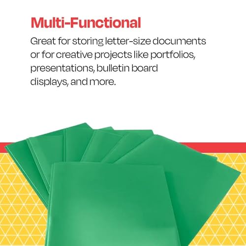 School Smart 2-Pocket Poly Folders with Fasteners, Green, Pack of 25 - color: Green, style: Fasteners