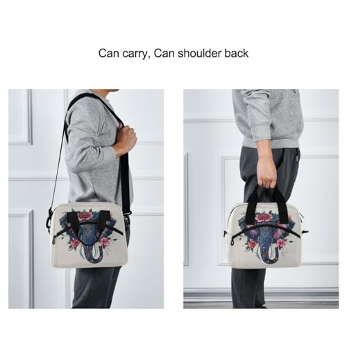 ALAZA Boho Elephant Insulated Lunch Bag Women Men Portable Reusable Cooler Lunch Tote Bag for Work Office Picnic College - color: Multi 07