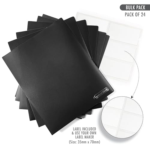 Easykart Plastic Folders with Pockets - (Black, 24 Pack), 2 Pocket Poly Folders for School, Home or Office, Durable Heavy Duty File Folders - size: 24 PCs