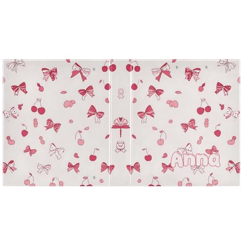 Custom 3 Ring Binder Bows and Cherries 1.5" Round Ring Binders Personalized Name View Binder with 200 Sheet for School Supplies Women Men Office, 1 Pack - color: Custom Bows and Cherries