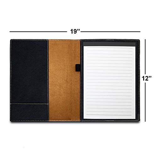 Large 9.5" X 12" Portfolio Notepad, Monarch Butterfly, Personalized Engraving Included (Black with Silver) - color: Black With Silver Engraving, size: Large 9.5 X 12