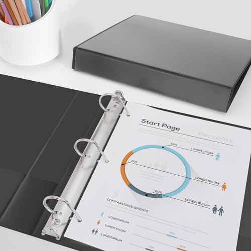 Comix Sturdy 3-Ring-Binder 1-inch D Ring Binders, 2.4mm-Thick, Hold 225 Sheets of 8.5" x 11" Paper, 8 Pack (Black) - color: Black, size: 1-Inch, style: 8 Pack