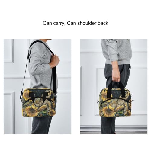 ALAZA Turtle and Sunflowers Insulated Lunch Bag Women Men Portable Reusable Cooler Lunch Tote Bag for Work Office Picnic College - color: Multi 18