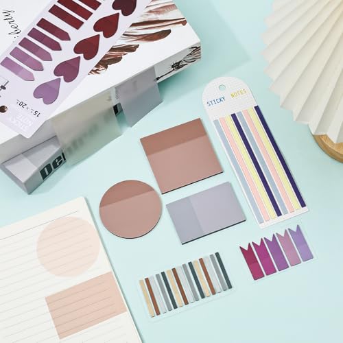 Temiary 1160 Sheets Transparent Sticky Notes with Pen for Bible Study | Sticky Note with Index Tabs Set for Annotating Journaling, Bible Study Book Annotation - color: Pink & Purple