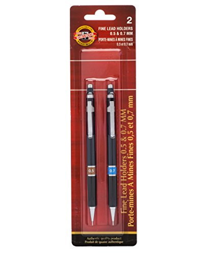 Koh-I-Noor Mephisto Mechanical Pencils, For Use With 0.5MM and 0.7MM HB Leads (Sold Separately), Black, 2 Pencils Per Pack (5035BC2PK) - style: 2 Pack Pencil