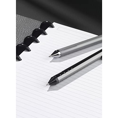 TUL® Fine Writing Solid Metal Barrel Ballpoint Pen With 2 Refills, Medium Point, 1.0 mm, Silver Barrel, Assorted Ink Colors