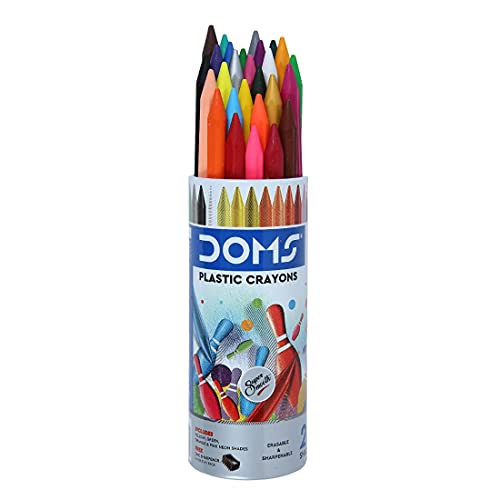 DOMS Plastic Crayon 28 Shades Round Tin