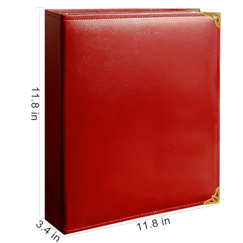 Large 2 Inch D-Ring 3 Ring Binder, Faux Leather, Red | Faux leather inside and out; large cover fits 8.5 x 11 paper, sheet protectors, dividers, certificates, and files. - color: Red, size: 2 Inch