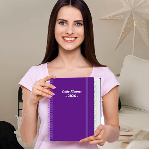 Daily Planner 2026 Full Page Per Day- 2026 Daily & Monthly Planner from January 2026 to December 2026, Day Planner 2026 with 12 Months Tabs, 8.5" x 11", Purple - color: Purple, size: 8.5" x 11"