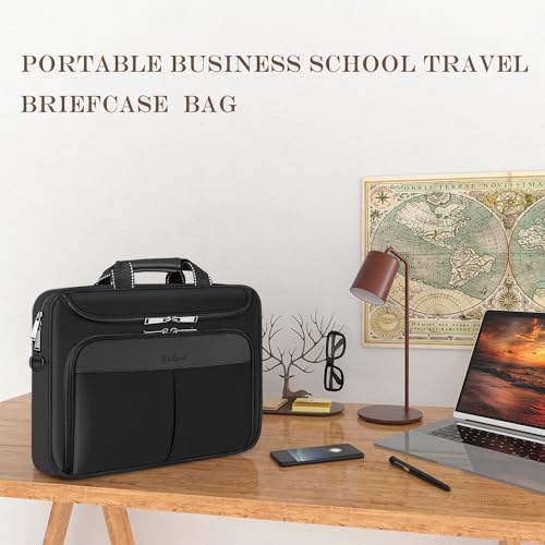 15.6-16.2 Inch Laptop Briefcase with Reinforced Shoulder Strap | Waterproof Messenger Bag for Men with Padded Handle, Business Travel Laptop Bag Compatible with Macbook Pro 16 inch - size: 15.6"-16"