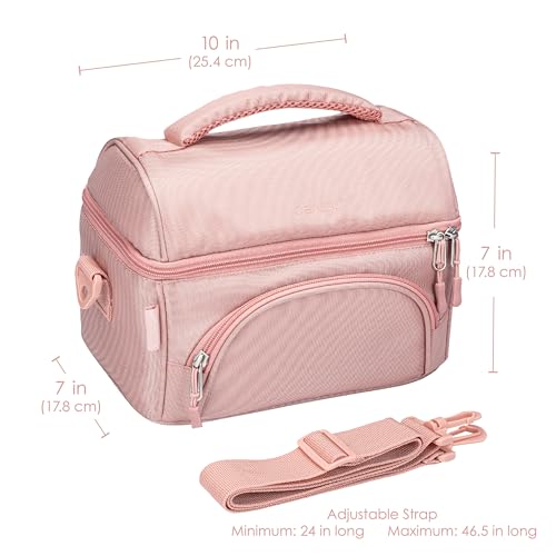 Bentgo Deluxe Lunch Bag - Durable and Insulated Lunch Tote with Zippered Outer Pocket, Internal Mesh Pocket, Padded & Adjustable Straps, & 2-Way Zippers - Fits Most Lunch Boxes (Blush) - color: Blush