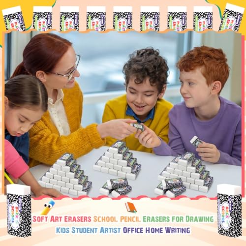Crtiin 100 Pack Back to School Erasers Bulk End of Year Gifts from Teacher Small White Erasers End of Year Gifts for Students School Classroom Office Graduation Supplies