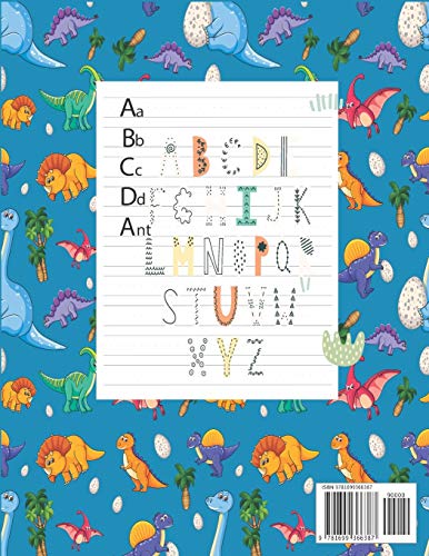 Dinosaur Handwriting Practice workbook: Kindergarten writing Handwriting Paper with lines Sheets for Kids K-3 Students , Preschool ,School Notebook ,ABC,alphabets