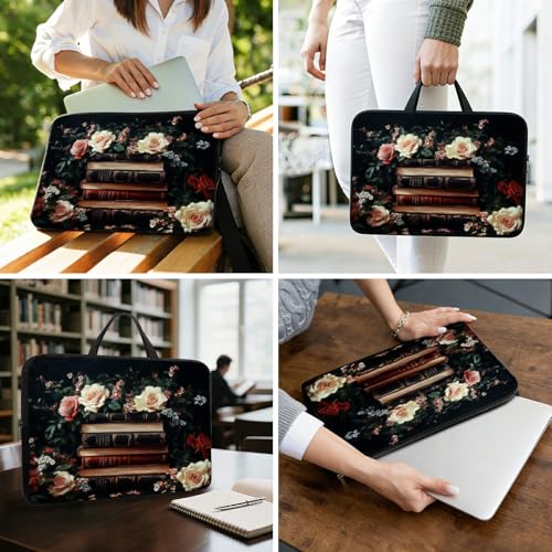 11.6 12 12.2 12.3 inch Laptop Sleeve with Handle, Art Flower Book Water‑Resistant Tabet Carrying Case for MacBook Air 12/Chromebook/HP/Dell/Lenovo/Asus/Acer - color: Art Flower Book, size: 11-12.3 inch Devices