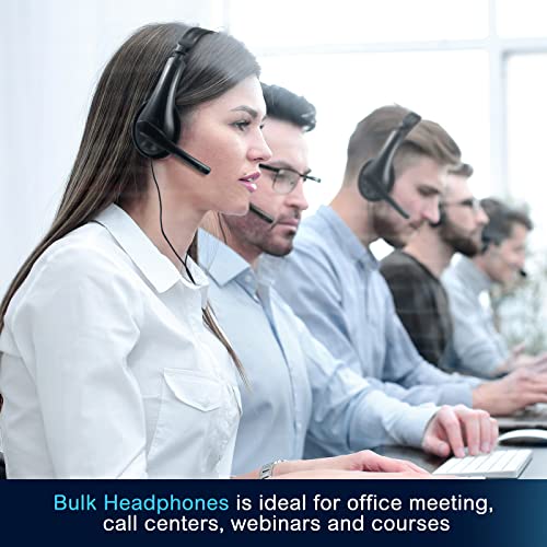 Yunsailing 20 Pack Bulk Classroom Headphones with Microphone Students Wired School Class Set Headphones for School Library Computer Office Adults 3.5 Jack Universal Plug(Black) - color: Black