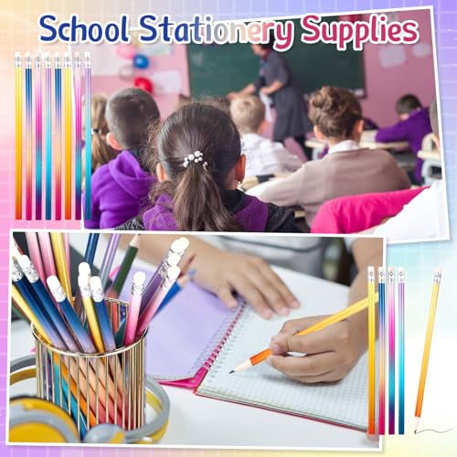 Teling 48 Pcs Mlp Pencils Theme Party Favors Fun Pencils in Bulk with Eraser Wooden Number 2 Graphite for Students Back to School Gifts Classroom Birthday Supplies - style: Bright