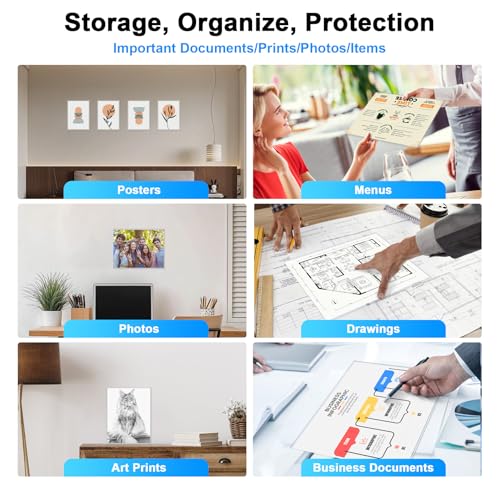 Ndsox 5 Pack 9" x 12" Rigid Print Protectors Clear Hard Plastic Sheet Protectors Top-Loading Photo Posters Sleeves Heavy Duty No-Hole Rigid Menu Holders for Artworks, Prints, Photographs, Documents - size: 9" x 12"