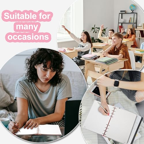 CAGIE Discbound Notebook - Customizable Notebooks 7 x 10 inch with Removable Pages 100 gsm, B5 Notebook for School with Poly Cover, 100 Pages Discbound Planner Wide Ruled, Pink - color: Pink, size: B5