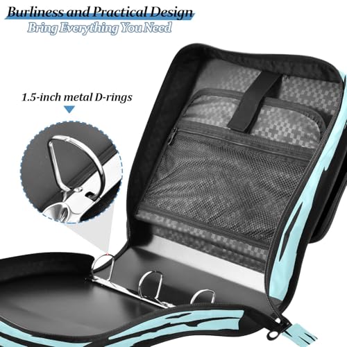 3 Ring Zipper Binder With Shoulder Strap Documents Storage Organizer Animal Dog - color: White Shark Pattern