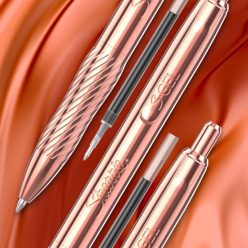 Sharpie S-Gel Pens, Copper Metal Body, Medium Point (0.7mm), Black Gel Ink, Includes 2 Pens and 2 Additional Ink Refills - size: 1 Count (Pack of 2)